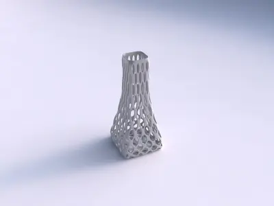 Vase squeezed rectangle with bubble grid lattice 3D print model