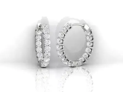 Hoop Diamond earrings 2 CTW 3D print model