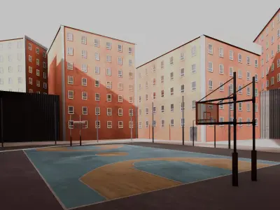 VR Basketball Court Free low-poly 3D model