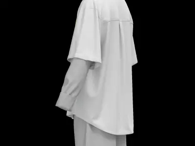 Male longsleeve  shirt and short 3D model