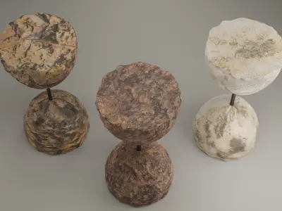 Designer stone bar stool Low-poly 3D model