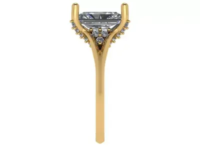 Radiant solitaire  cathedral ring with diamond on shank - prongs 3D print model