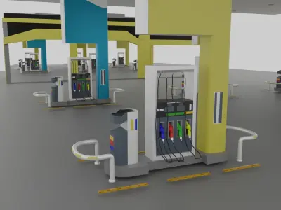 Gas Station Low-poly 3D model shop