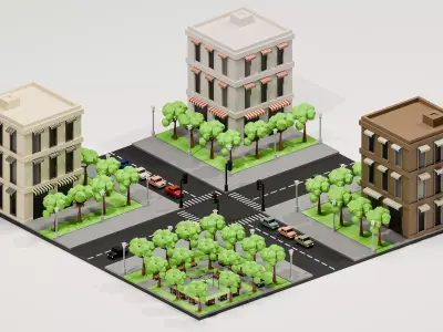 Low Poly Assets - Urban Neighborhood Low-poly 3D model