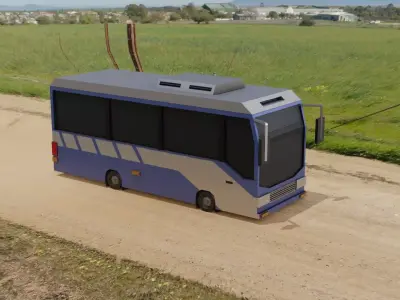 Low poly bus cartoon Low-poly 3D model