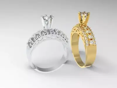 Halo Engagement  jewelry Ring with Cathedral Setting 3D print model