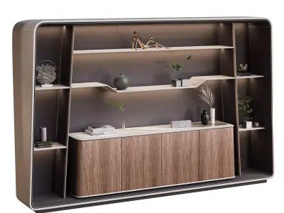 Office luxury bookcase cabinet H09 Low-poly 3D model