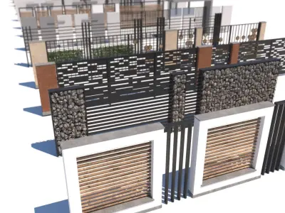 modern fence collection Low-poly 3D model
