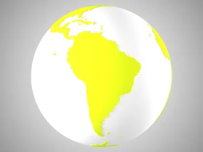 Solid Color Yellow White Globe 3D model