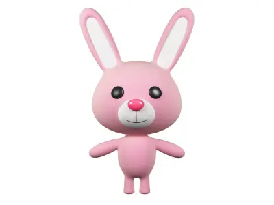 Rabbit cartoon character 01  Low-poly 3D model