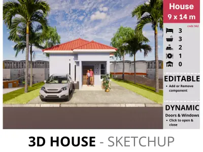 House 9x14m code 562 - Sketchup 3D model 3D model 3D model