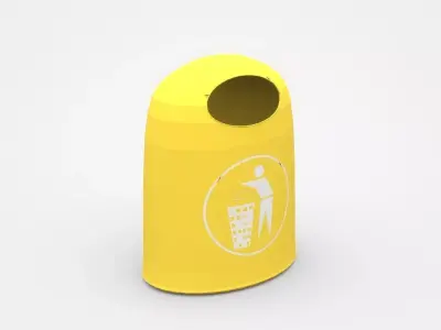 Yellow Trash Bin 3D model