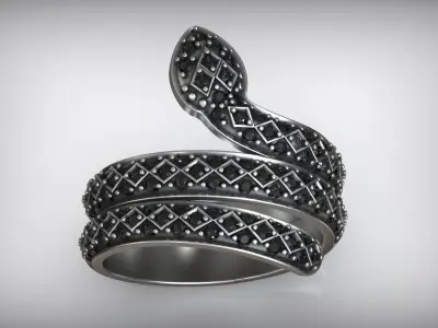 Snake Fashion Oxidized Black Diamond Ring 3D print model