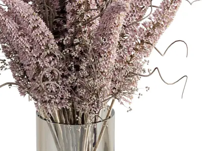 flowers plant in a bouquet glass vase 68 3D model