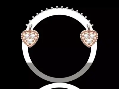 Two-tone Gold Heart stl 3dm Ring Model jr00218 3D print model