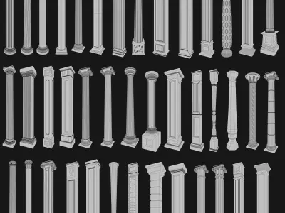Classical columns pilasters collection 3D model