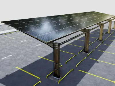 L TypeSolar Carport Type 3D model