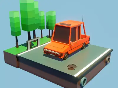 Red car Low-poly 3D model buy