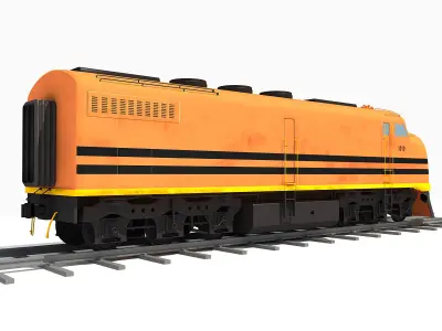 Orange Locomotive Train 3D Model 3D model