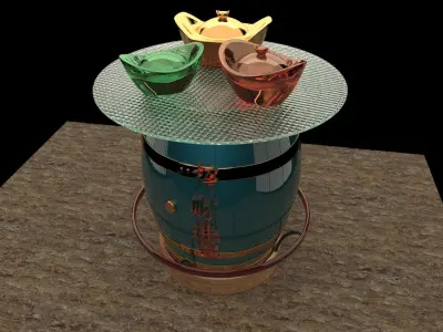 Chinese gold ingot 3D model 11