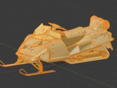 Snowmobile 3D model Low-poly 3D model
