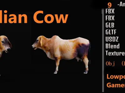 Indian Cow Low-poly 3D model