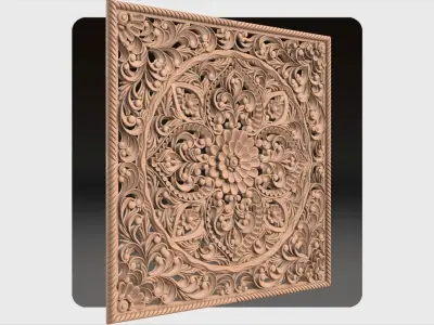 Carved decor ornament for cnc 06 3D model