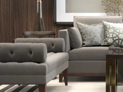 BALTHUS SOFA   MILTON STOOL    CAVUS  LIGHT   10 in 1 3D model 3D model