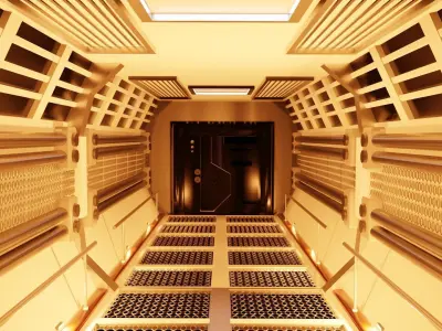 Kubricks Sci-fi corridor Free 3D model