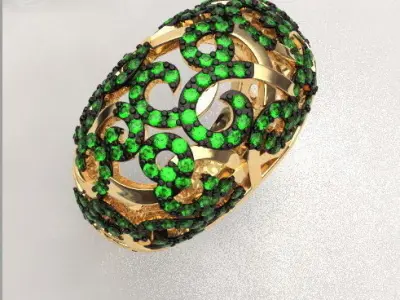 Openwork gems ring 3D print model