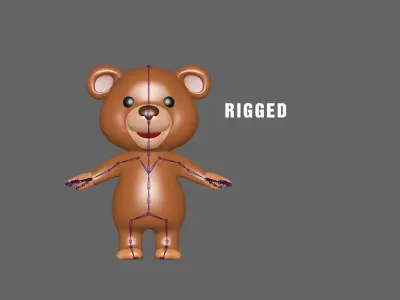 High-Quality 3D Cartoon Bear Animated Low-poly 3D model