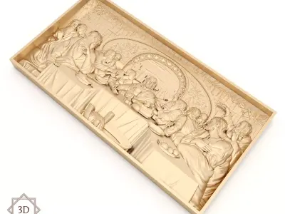 Panel 7 - Last Supper - CNC 3D model