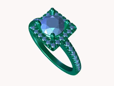 aj-013 diamond engagement ring gold and gold 3D print model