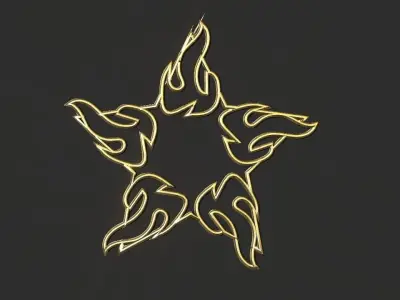 Hollow Star Fire 2d 3D Decoration  Low-poly 3D model