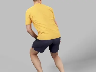 Casual Sport Man Mistery playing football anticipating Low-poly 3D model