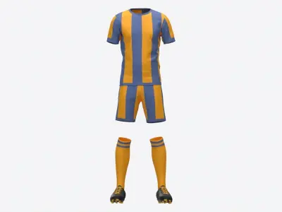 Soccer Uniform with Boots Yellow Stripes 3D model