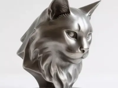 Cat head sculpture 3D print model