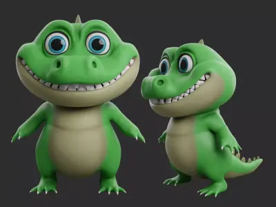 Crocodile  Cartoon Low-poly 3D model