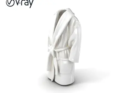 Luxury Bathrobe Fluffy Shawl Collar White Cotton model pack Low-poly 3D model