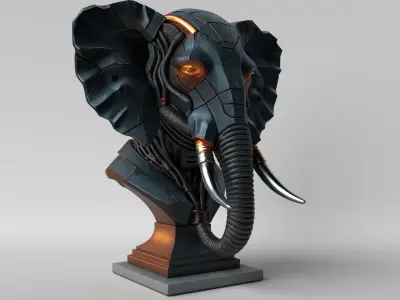 Cyberphant  Cyberpunk Elephant Bust 3D print model