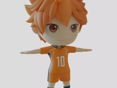 Chibi haikyuu Shoyo Hinata Low-poly 3D model