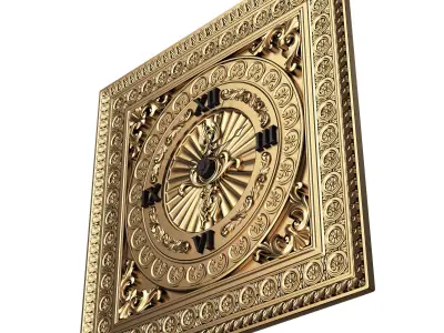 Classic Wall Clock 05 Gold Low-poly 3D model