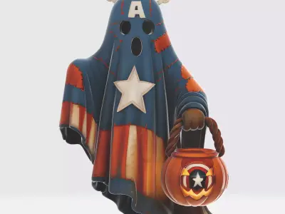 Captain America Ghost Halloween Decor Superhero Pumpkin  3D print model