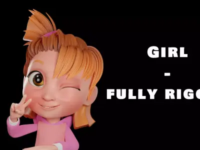 Cartoon Girl - Fully Rigged Low-poly 3D model