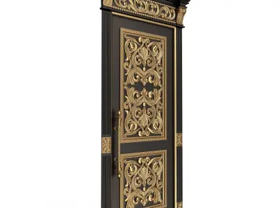 Carved Door Classic 01002 Black Low-poly 3D model