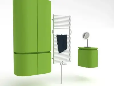 Green Bathroom Furniture Set 3D model