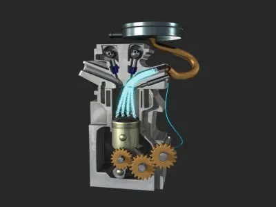 Diesel Engine Inline Four-Cylinder 3D model