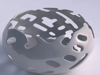 Bowl spheric squeezed wide with smooth cuts 3D print model