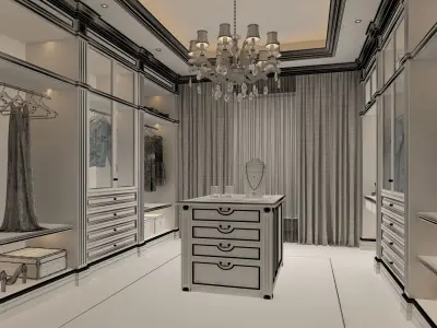 Luxury Wardrobe Cloakroom Dressing room 3D model