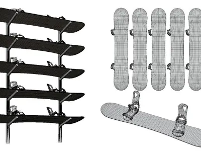 Snowboards BLENDER 3D Model Cycles 3D model